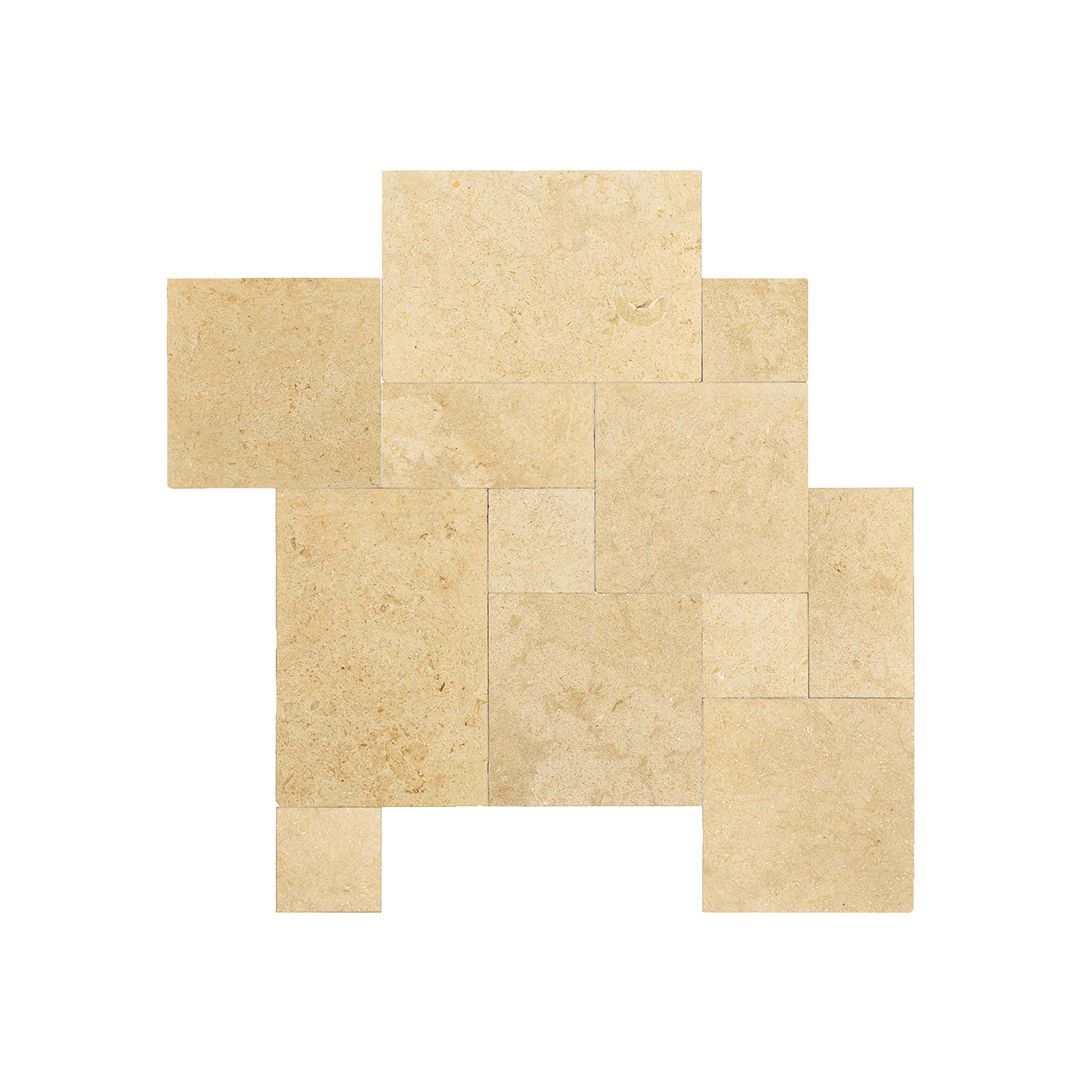 Tumbled Light travertine paving cobble tiles in biscuit, cream and ivory thumbnail 3