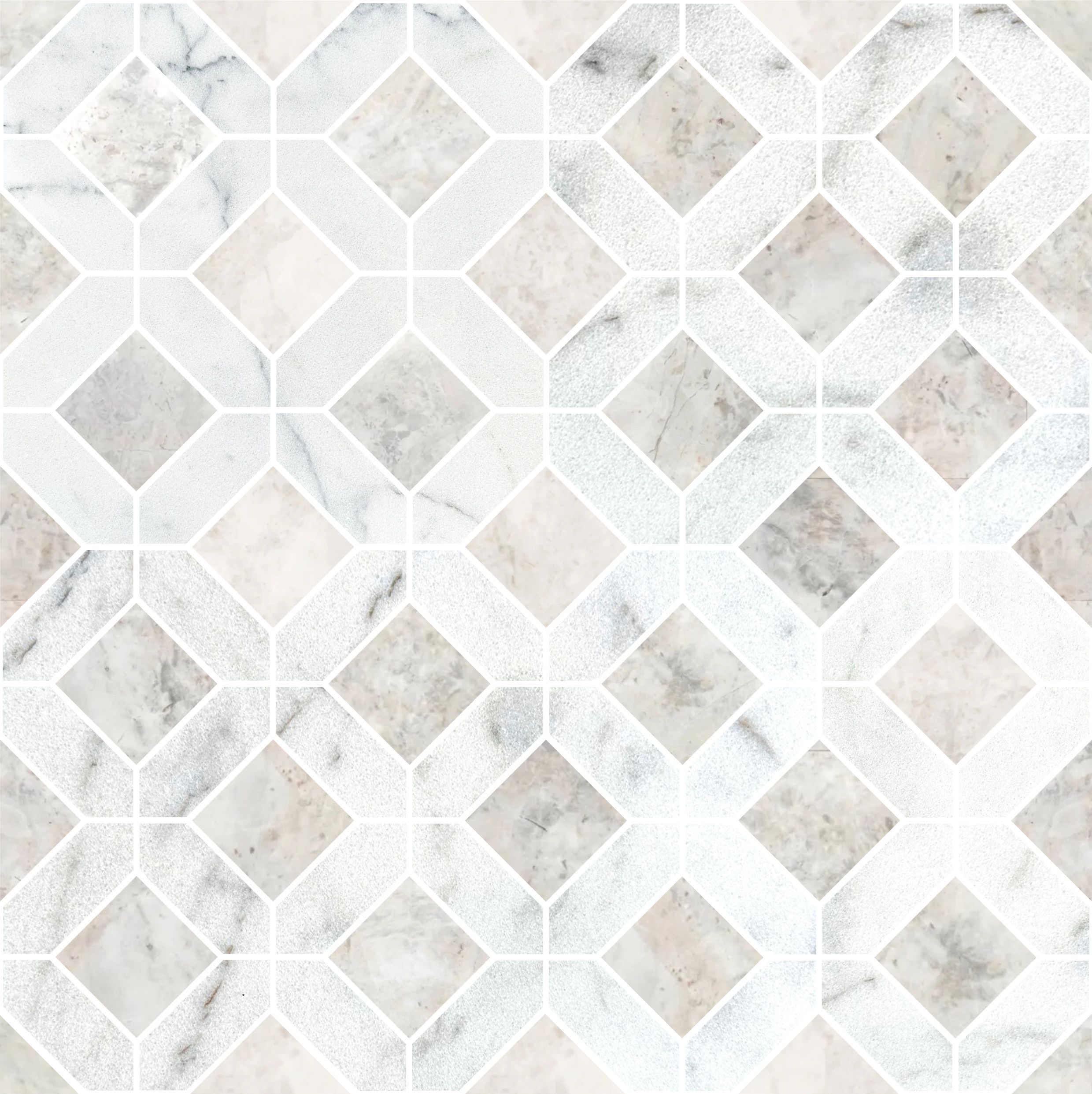 Honed Carrara White marble window mosaic tile with soft grey veining thumbnail 2
