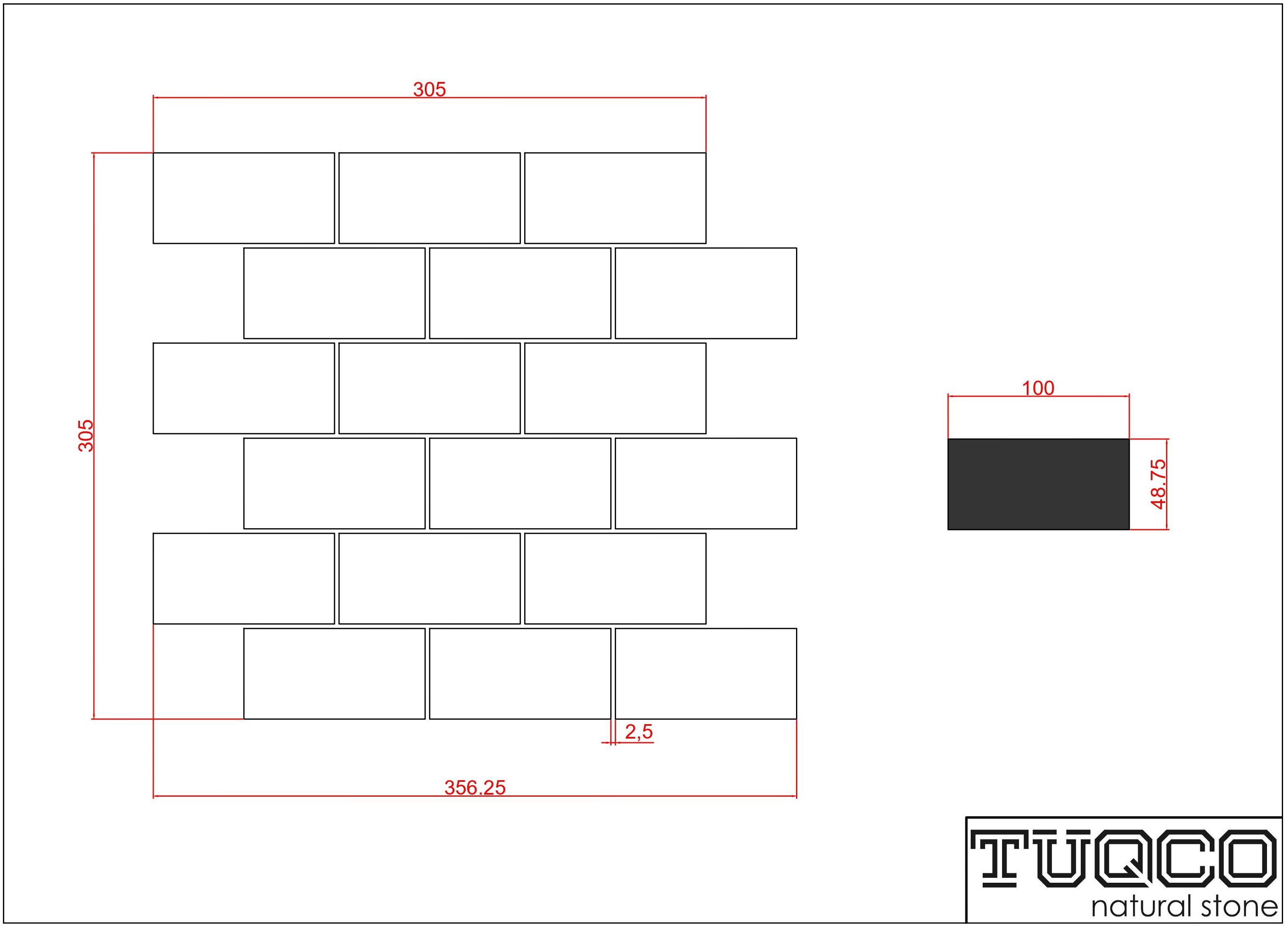 Tumbled Carrara White marble brick mosaic tile in ivory and dove-grey with charcoal veining thumbnail 2