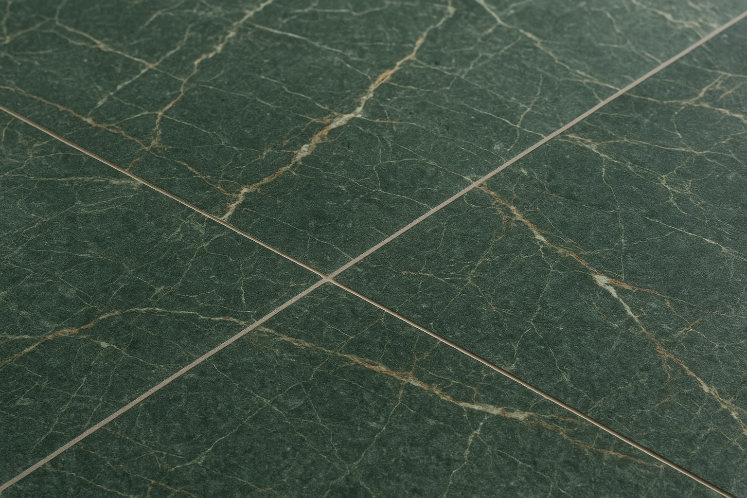 Honed Teos Green marble tile in teal and forest green with white calcite veining thumbnail 3