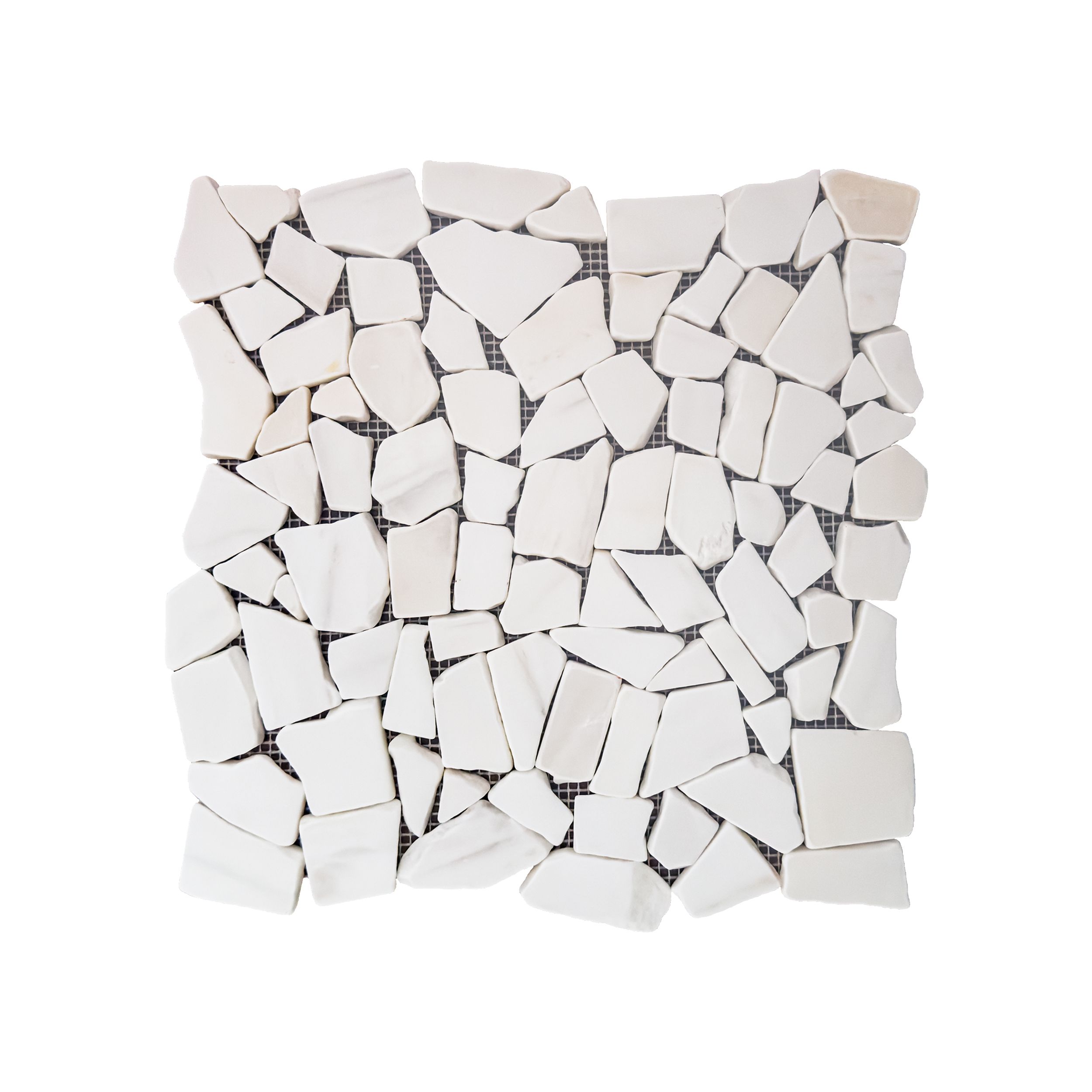 Tumbled dolomite pebble mosaic tile in warm white and cream