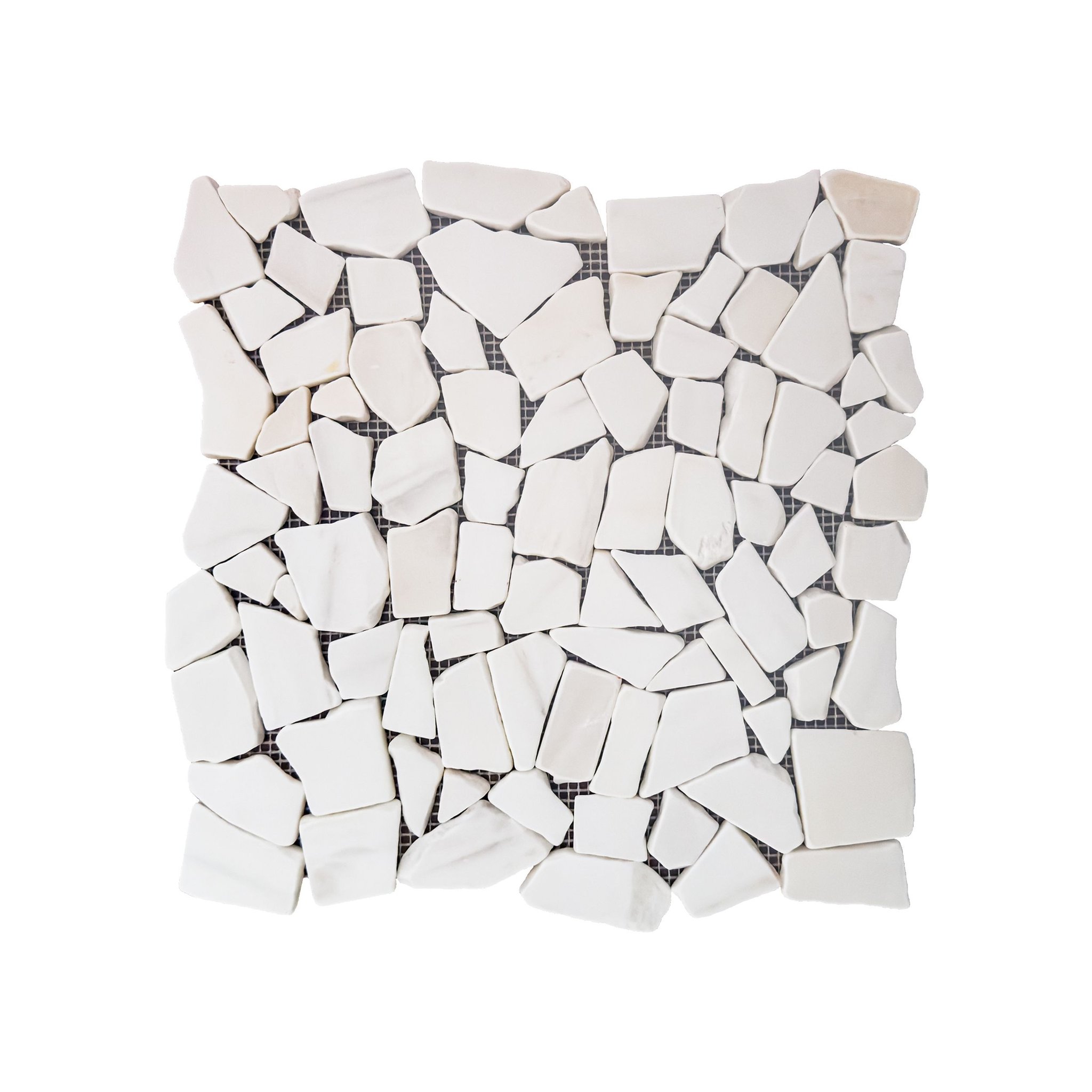 Tumbled dolomite pebble mosaic tile in warm white and cream