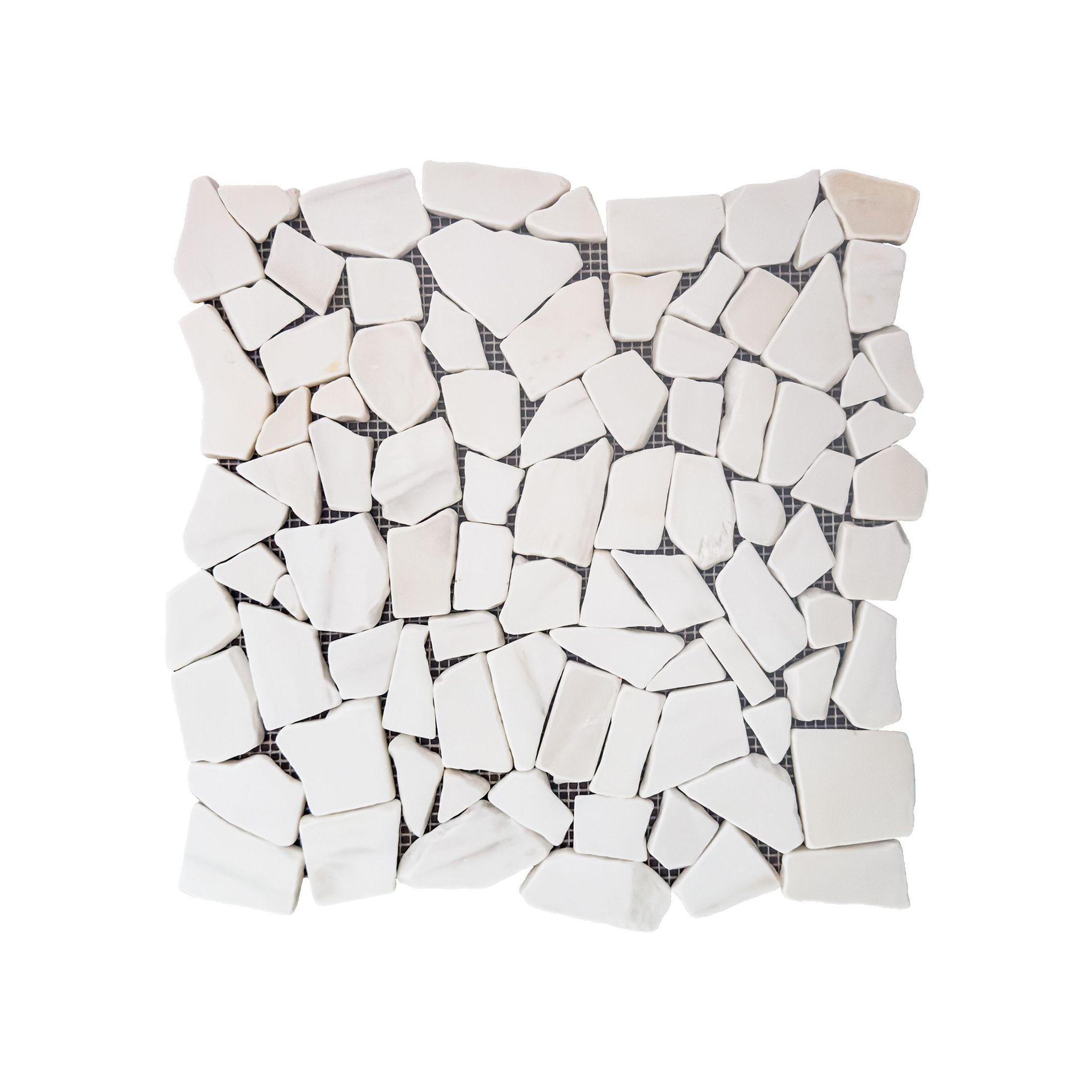 Tumbled dolomite pebble mosaic tile in warm white and cream