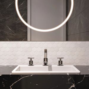 Dolomite 2 Inch Hexagon Polished Marble Mosaic Tile thumbnail 2