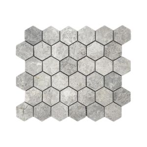 Tundra Grey 2 Inch Hexagon Polished Marble Mosaic Tile thumbnail 1