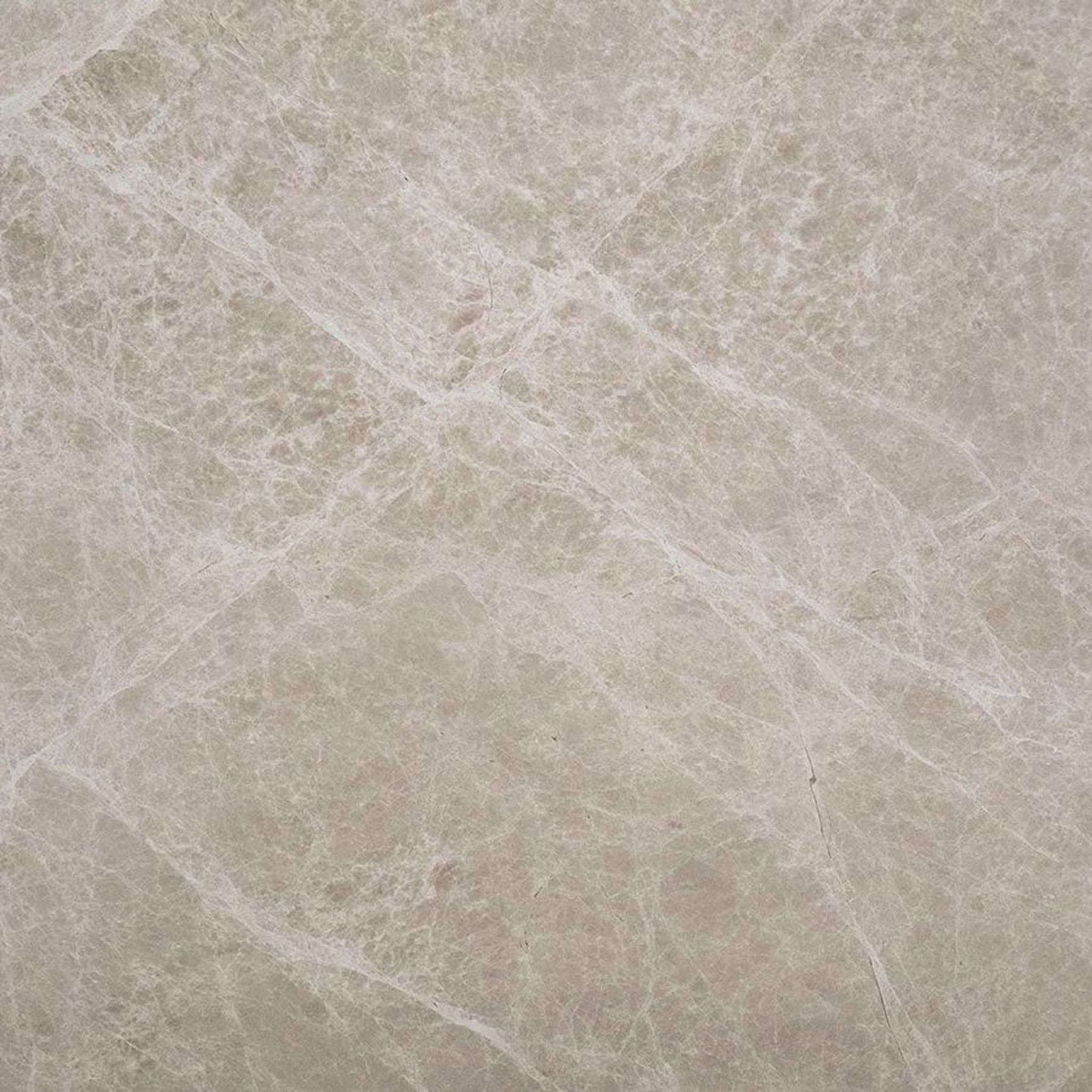 Polished Light Emperador marble tile in taupe, honey and toasted almond with white veining