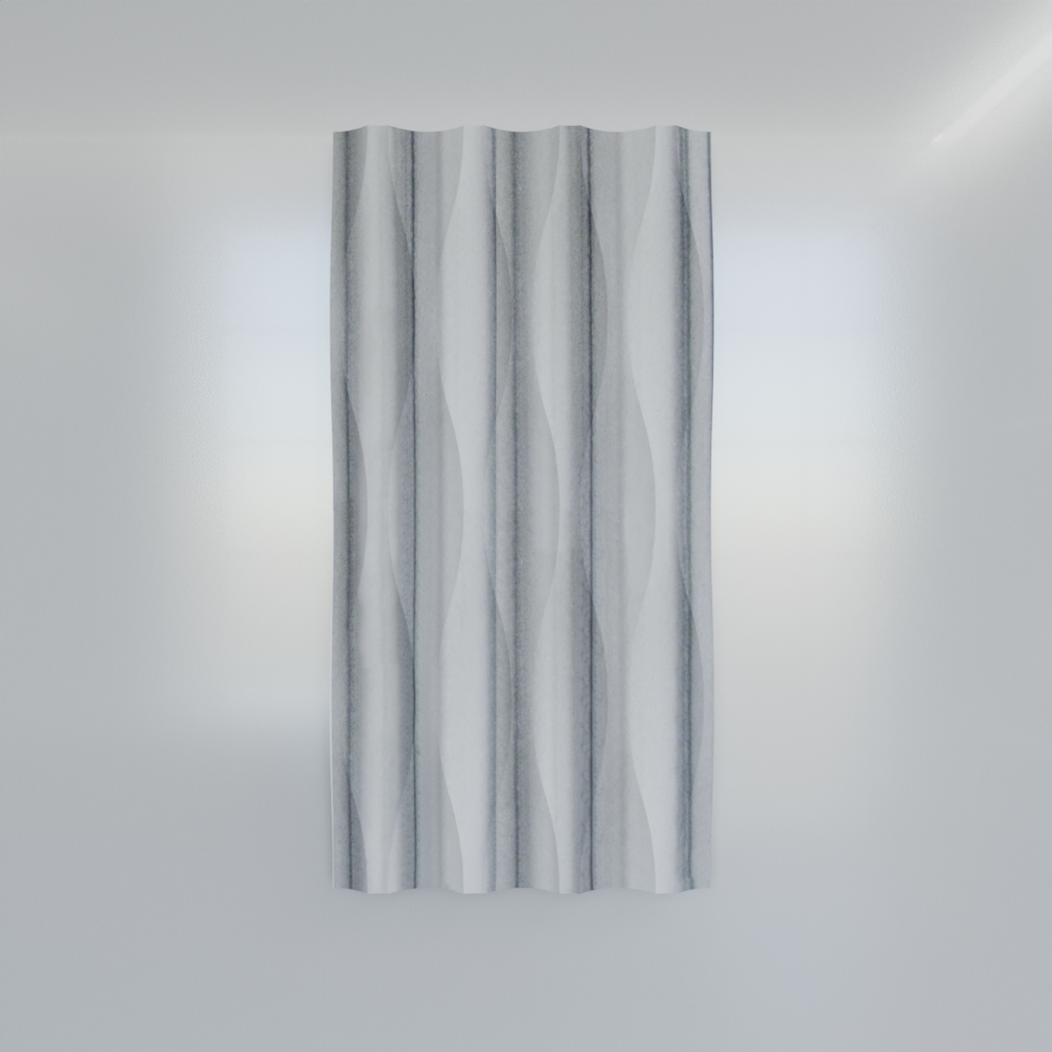 Equator wave marble tile with sculptural 3D relief and parallel silver-grey veining