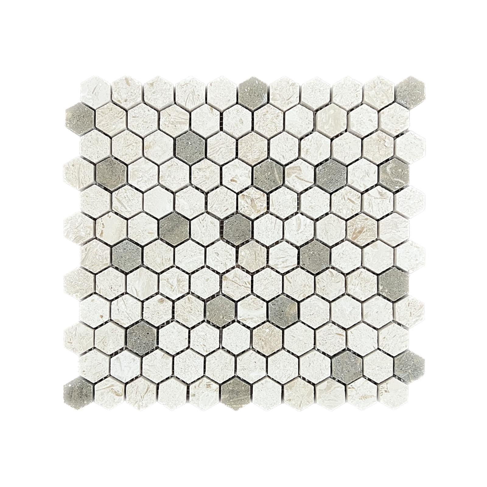 Myra Limestone - Rustic Green 1 Inch Hexagon Brushed Marble Mosaic Tile