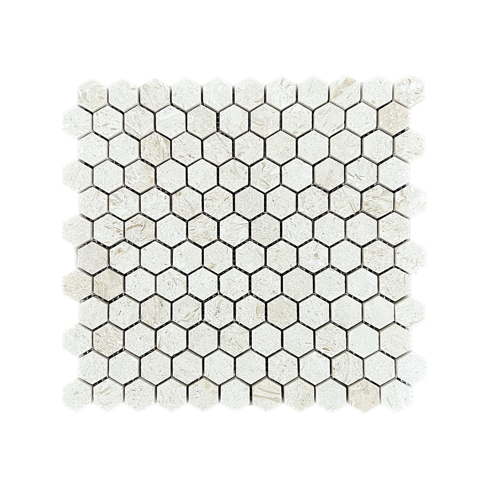 Myra Limestone 1 Inch Hexagon Brushed Marble Mosaic Tile