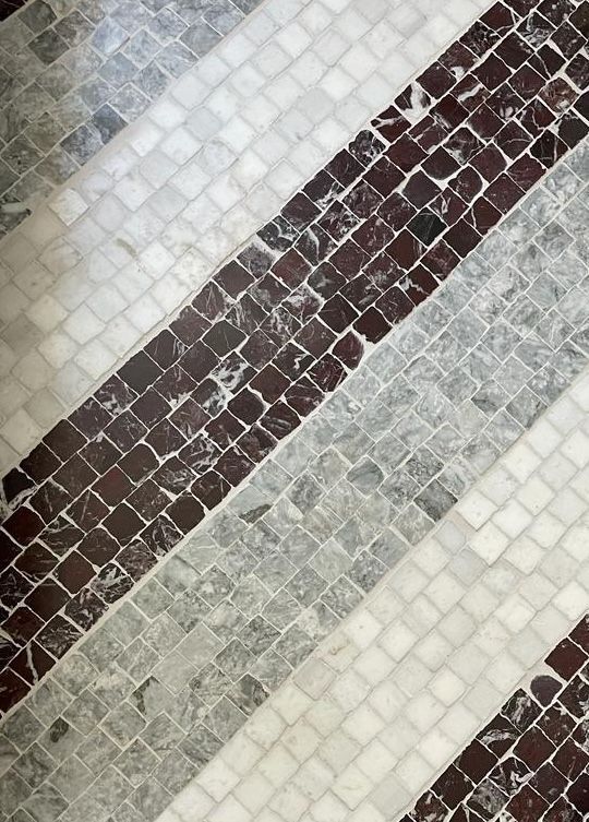 Honed Platinum Grey marble rustic-edge square mosaic tile with chipped edges thumbnail 2