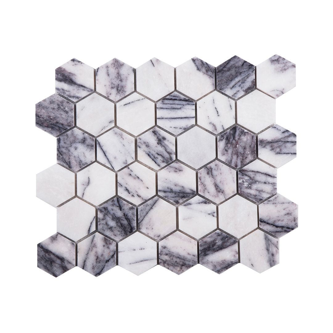 Lilac 2 Inch Hexagon Tumbled Marble Mosaic Tile