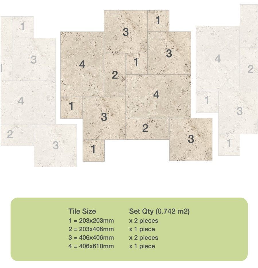 Tundra Grey Versailles pattern marble paving set in dove grey and silver thumbnail 2