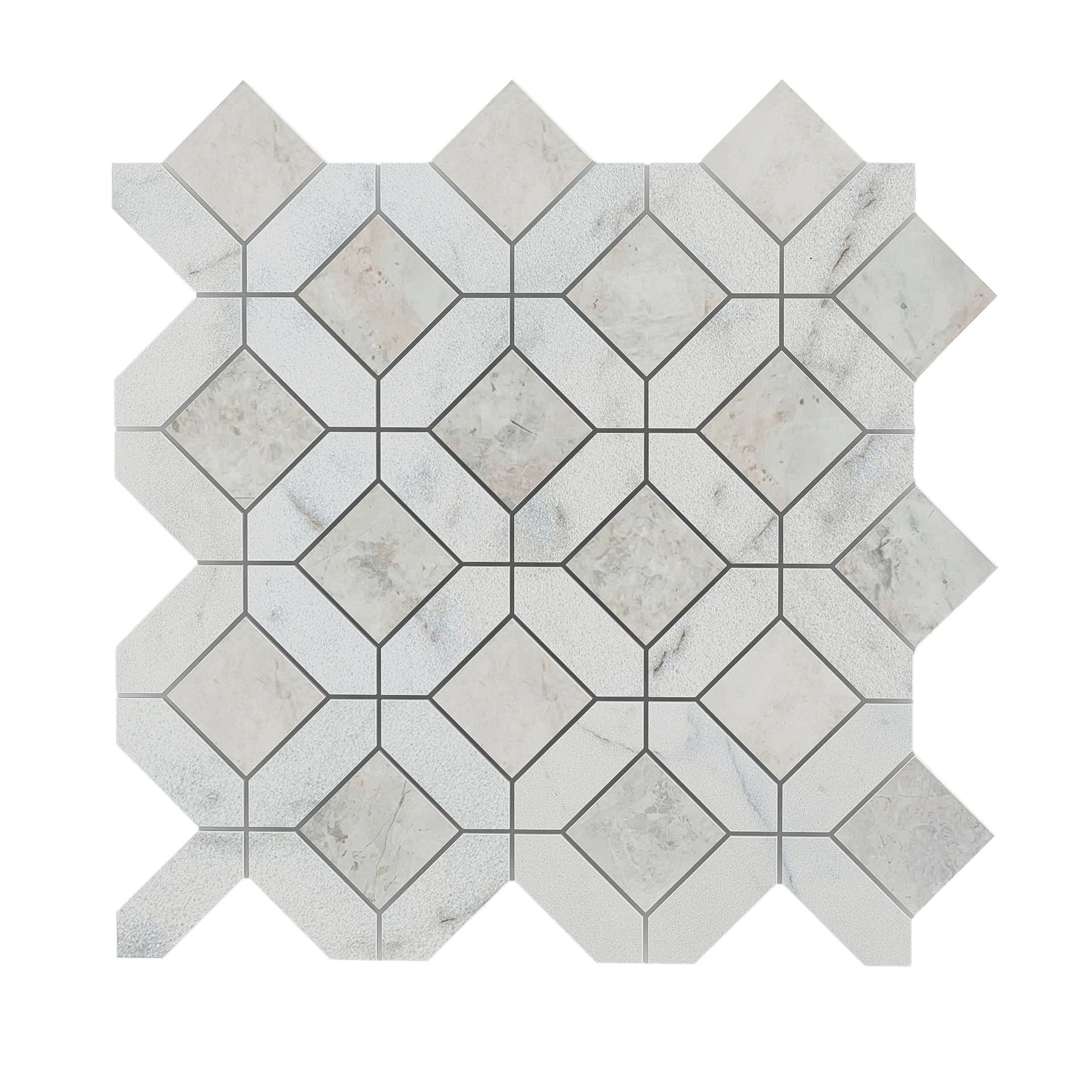 Honed Carrara White marble window mosaic tile with soft grey veining