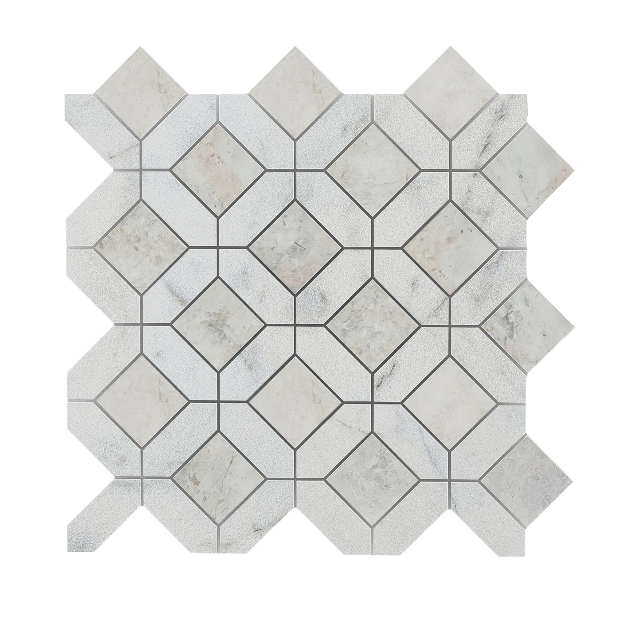 Honed Carrara White marble window mosaic tile with soft grey veining