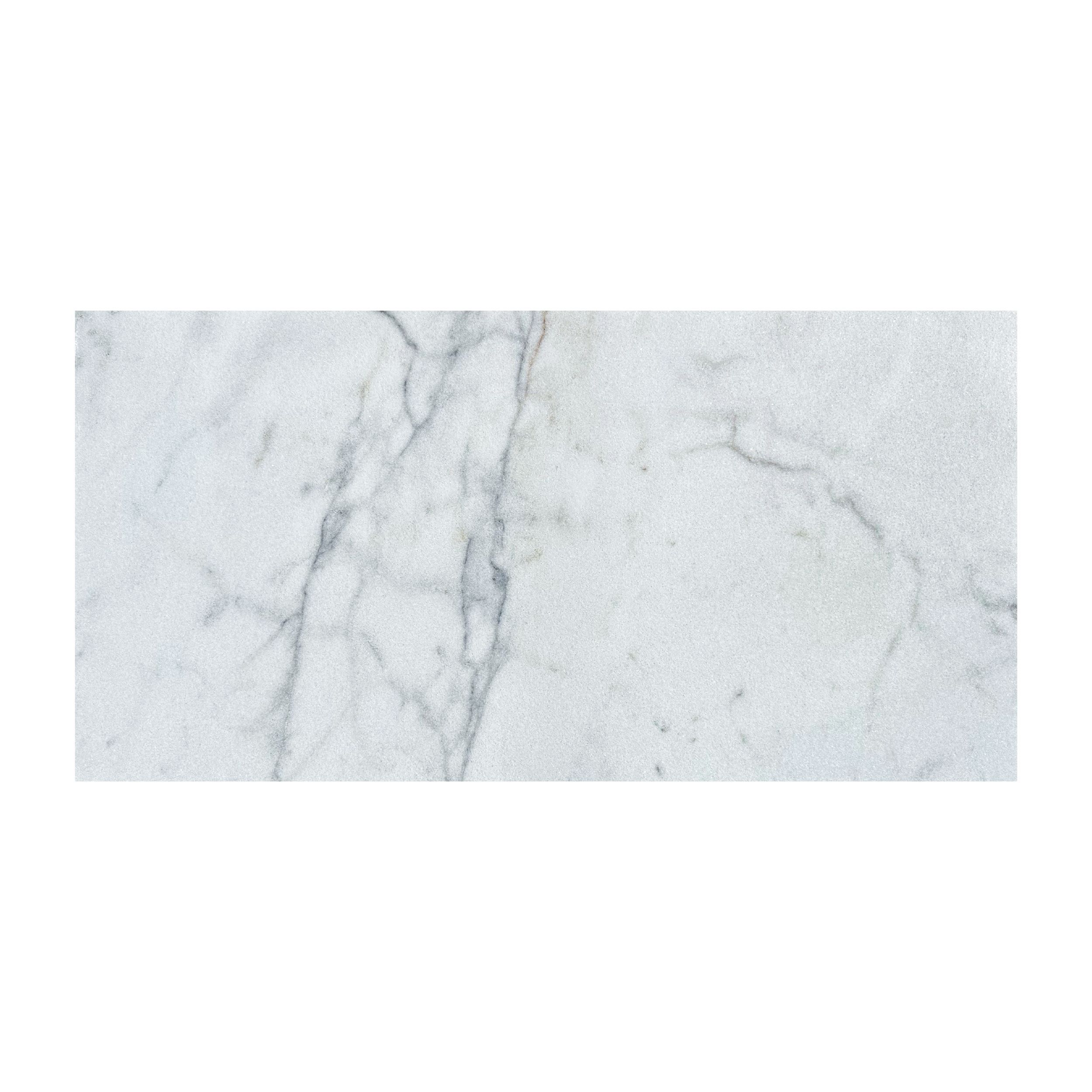 Honed Carrara White marble tile, luminous white with fine grey veining thumbnail 3