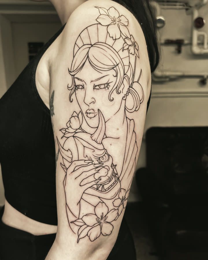 Fineline-Geisha-Motiv von Melinda Dür