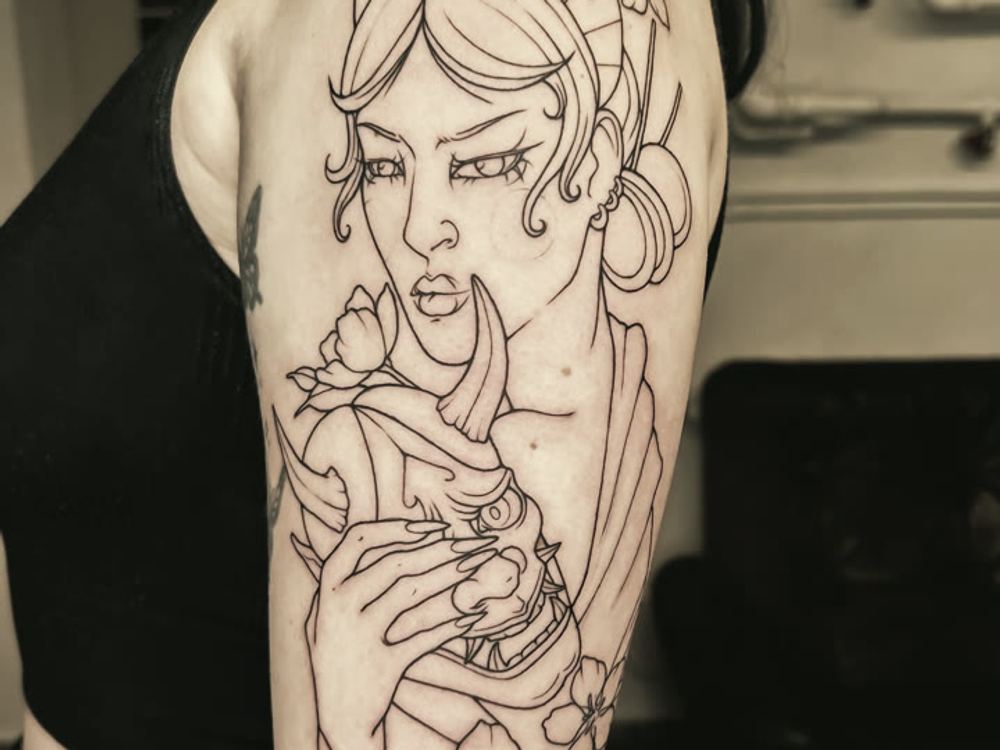 Fineline-Geisha-Motiv von Melinda Dür