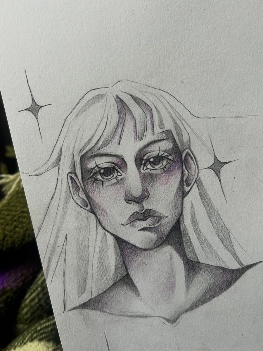 Gezeichnetes Frauenportrait – Design-Entwurf von Melinda Dür