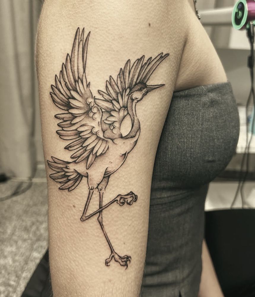 Kranich, Black & Grey, von Melinda Dür