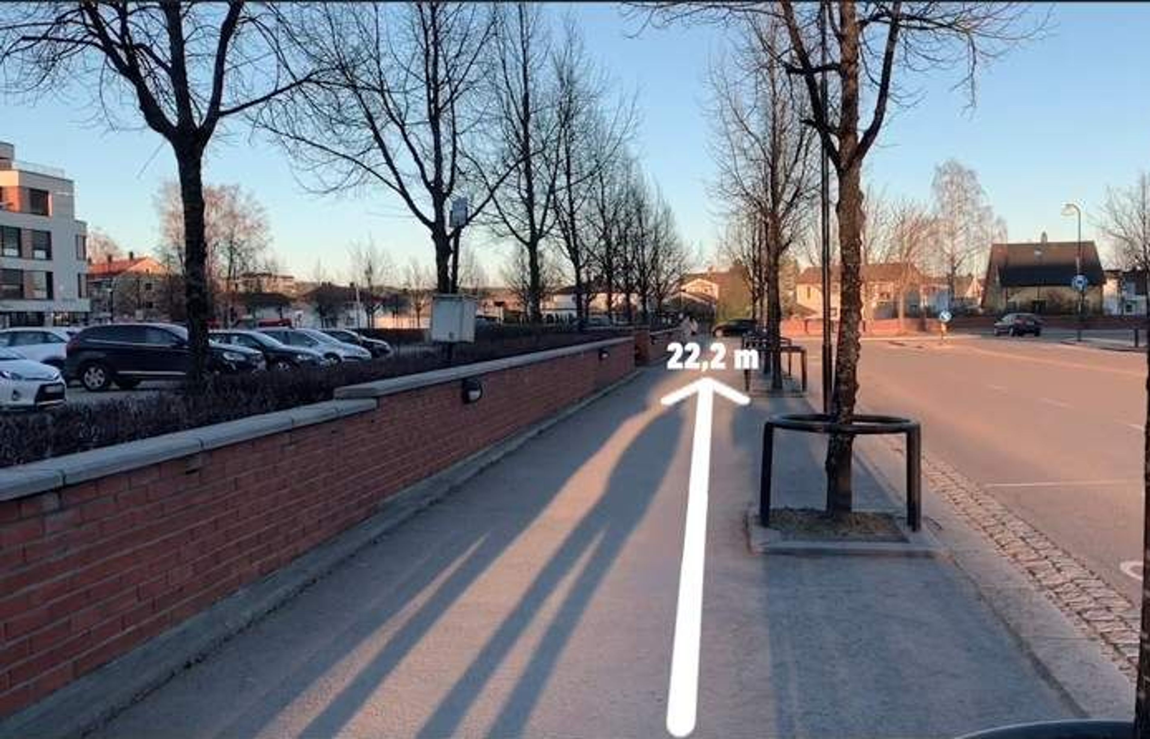 Bilde som illustrerer hvor langt 22,2 meter er