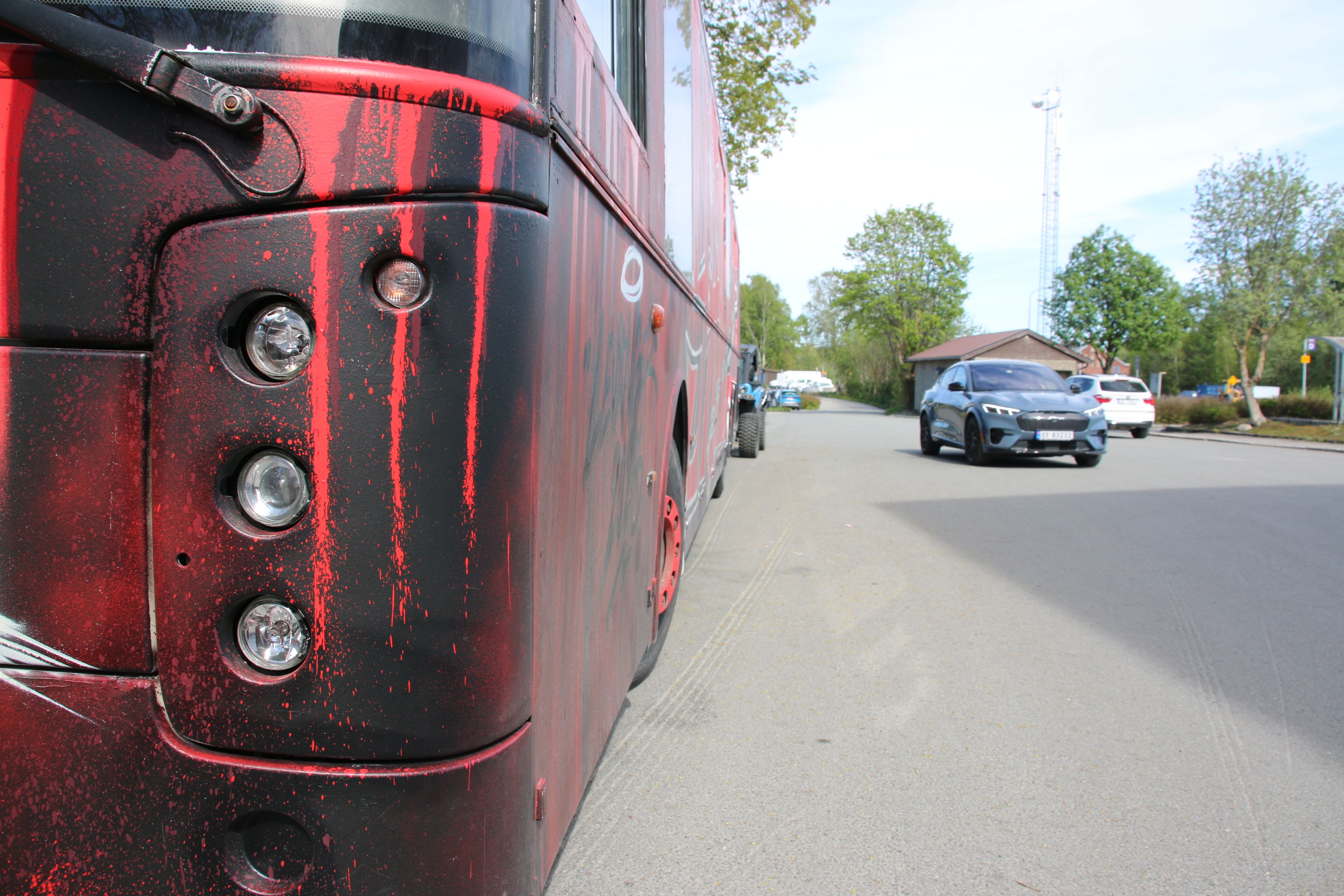 Hjørnet foran på en buss