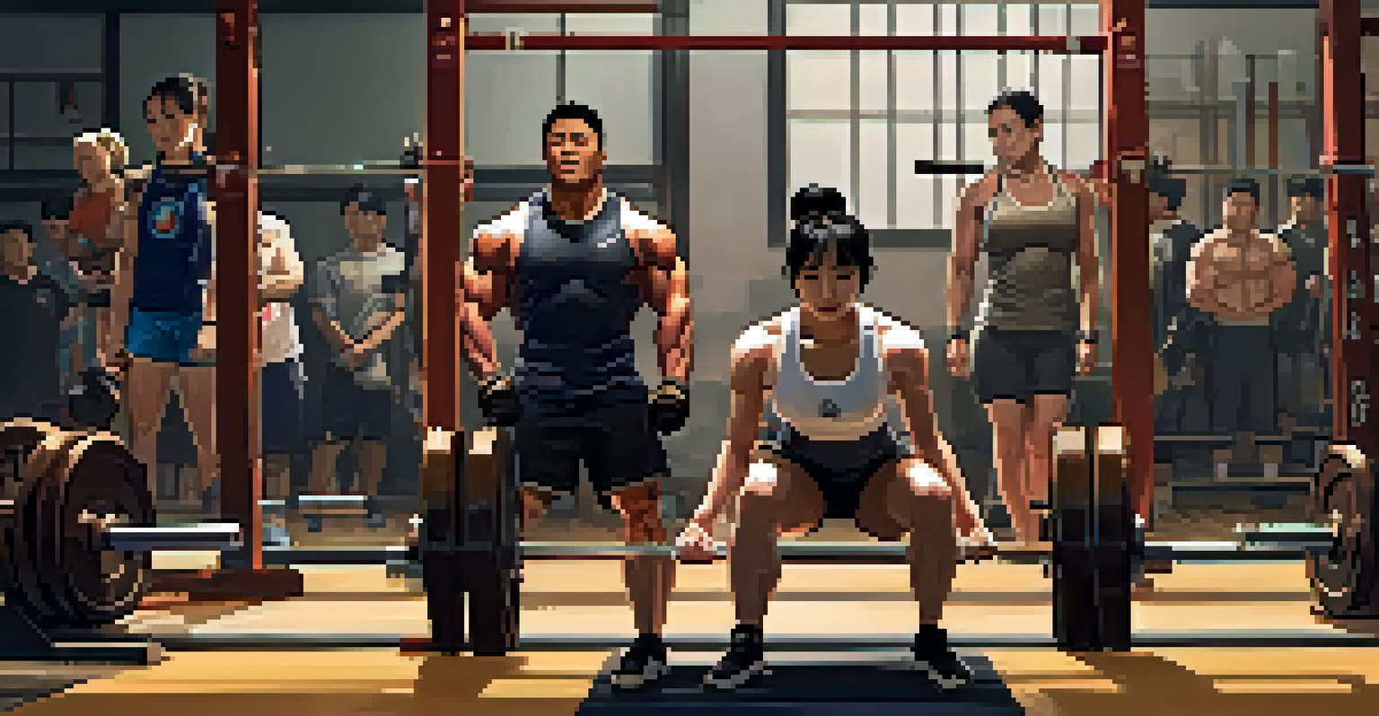 A group of powerlifters training in a Japanese gym, with a female athlete deadlifting and her coach by her side.