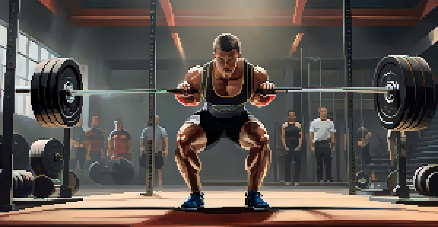 A powerlifter wearing a weightlifting belt during a deadlift in a gym setting.