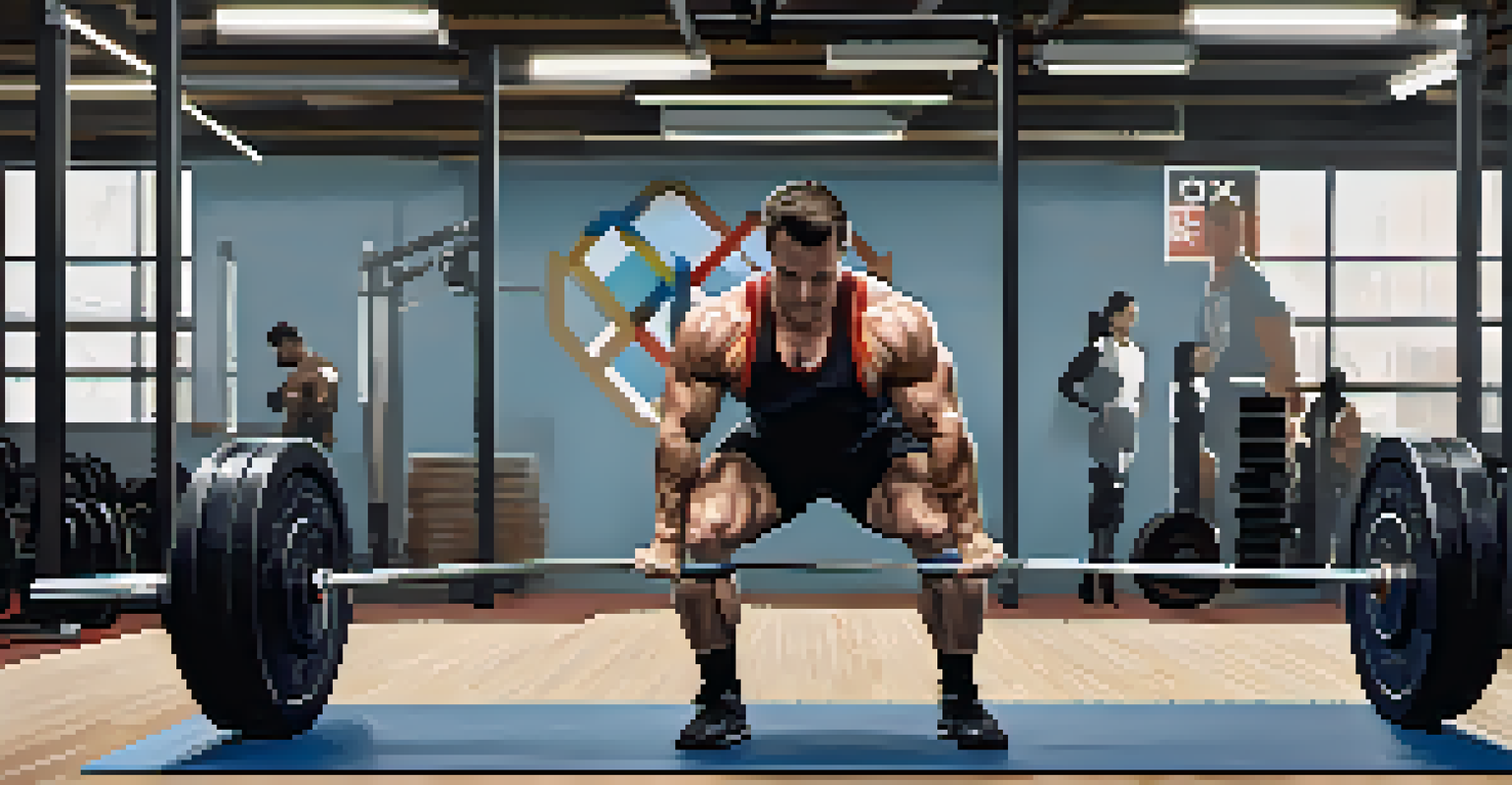 A split image showing a powerlifter squatting and an Olympic weightlifter performing a clean and jerk.
