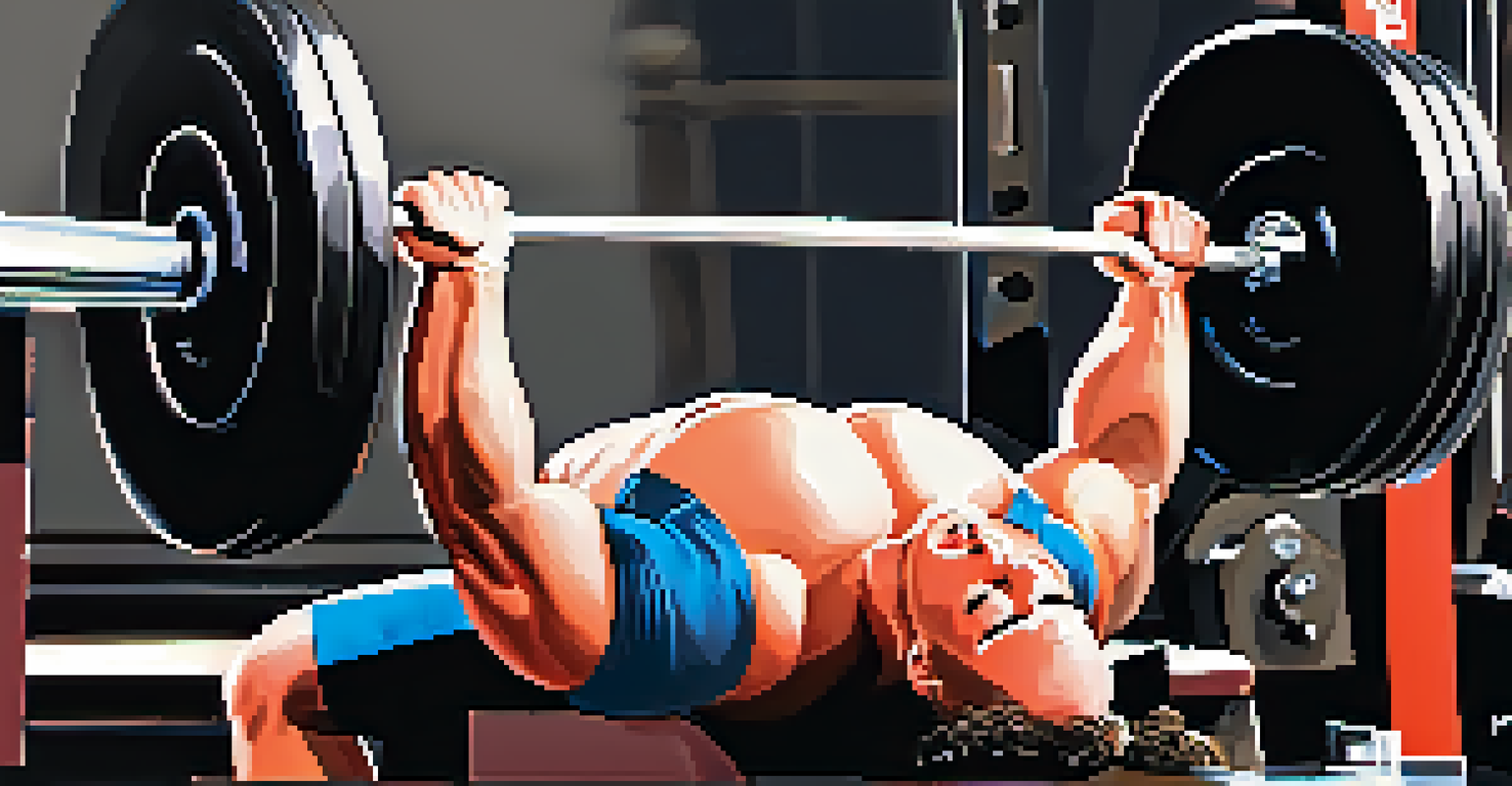 A powerlifting judge closely watching a lifter during a bench press, capturing the focus and intensity of the competition.