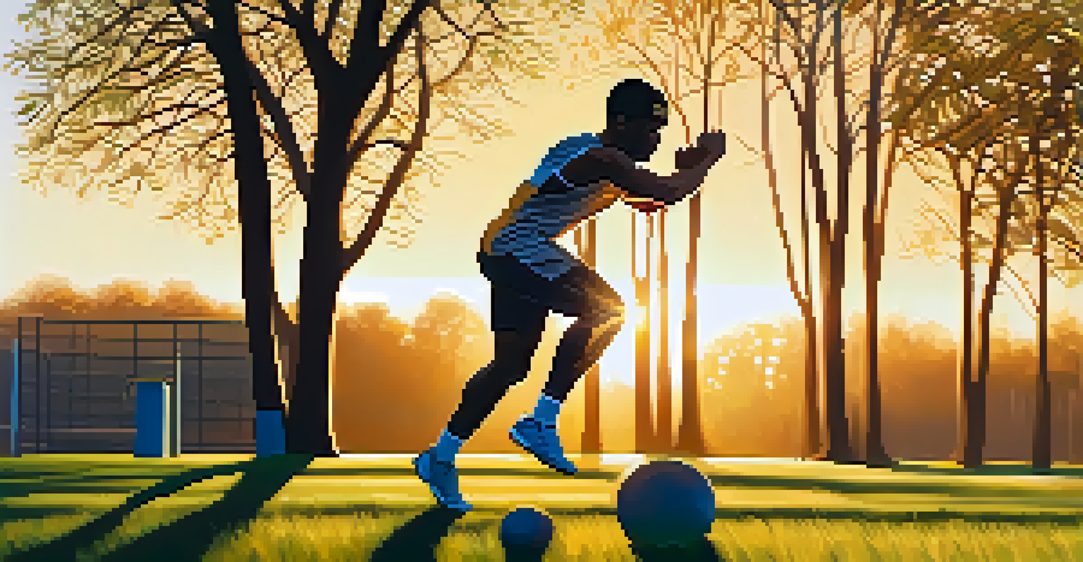 An athlete performing a jump squat in a grassy field during sunrise, capturing the energy of their movement.