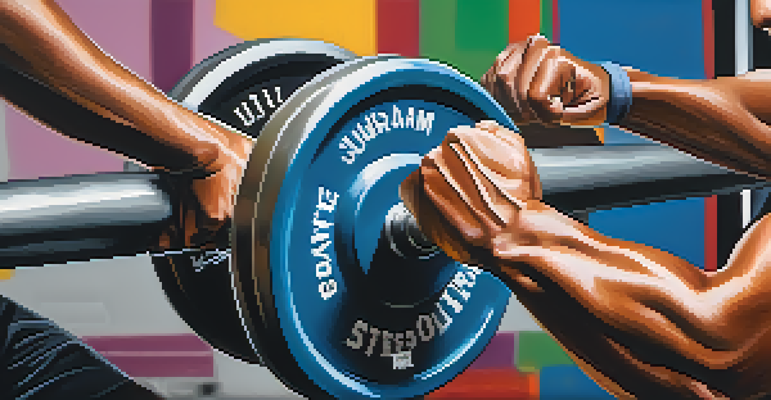 A close-up of diverse hands gripping a barbell, symbolizing unity and diversity in powerlifting.