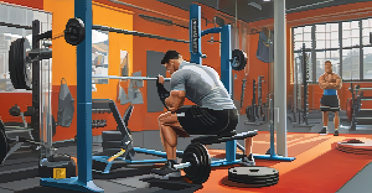 A lifter cleaning their powerlifting equipment in a bright gym, with organized gear in the background.