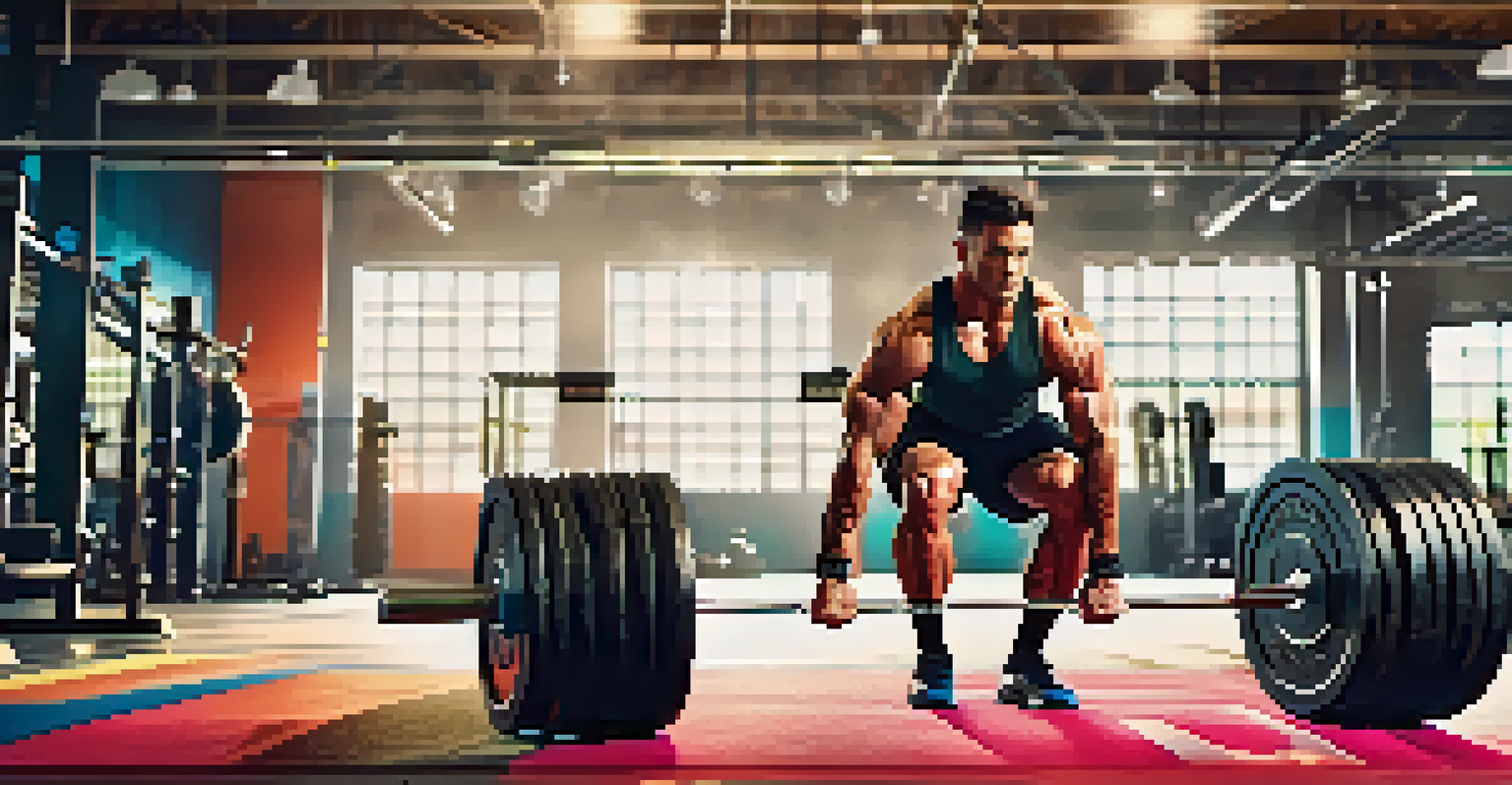 A focused lifter performing a deadlift in a modern gym, showcasing strength and concentration.