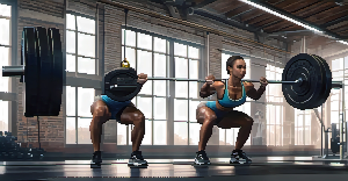 A powerlifting athlete lifting weights with a deadlift technique in a modern gym, surrounded by equipment and motivational posters.