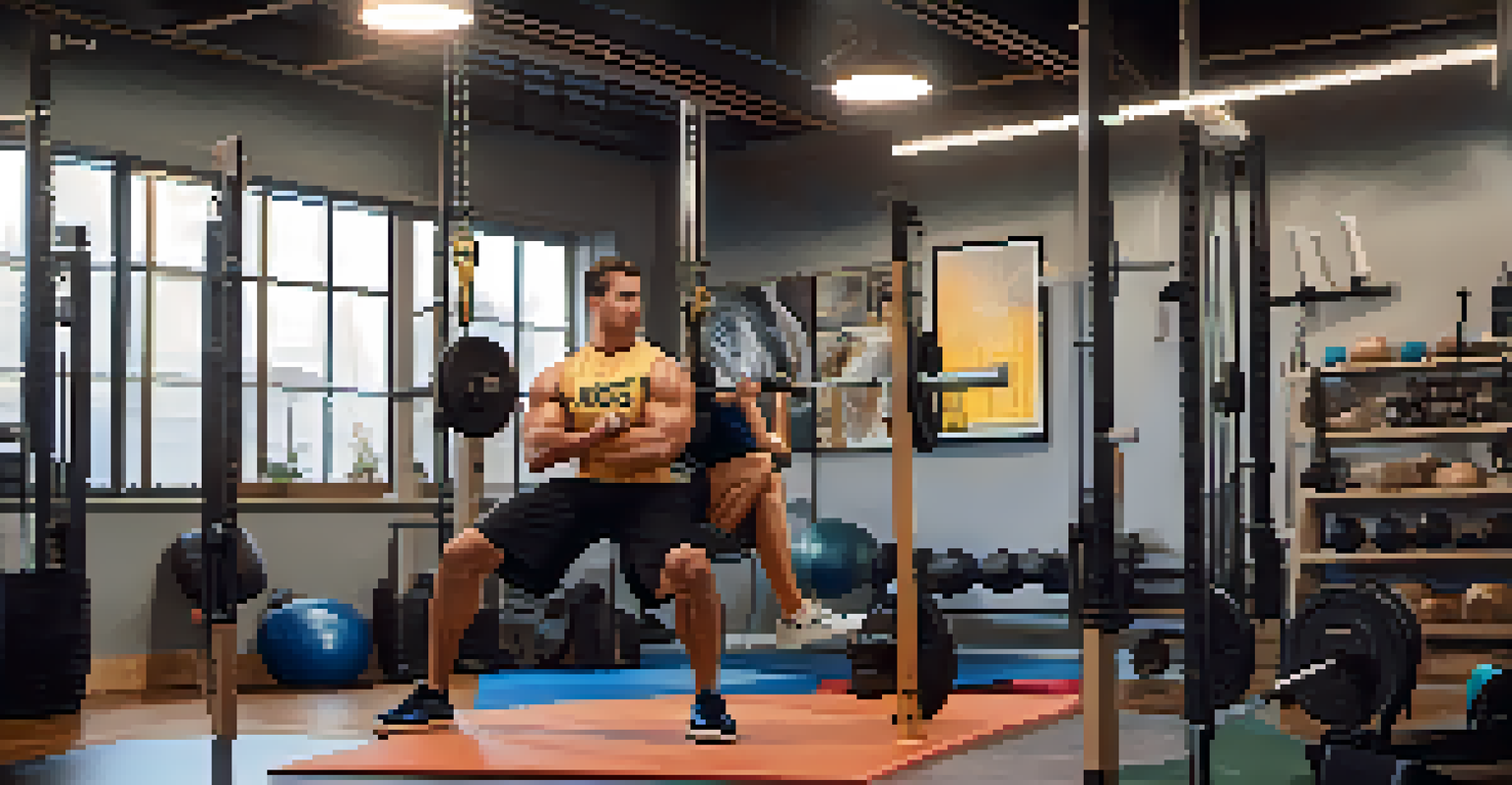 An experienced lifter mentoring a newcomer on lifting techniques in a cozy gym setting.
