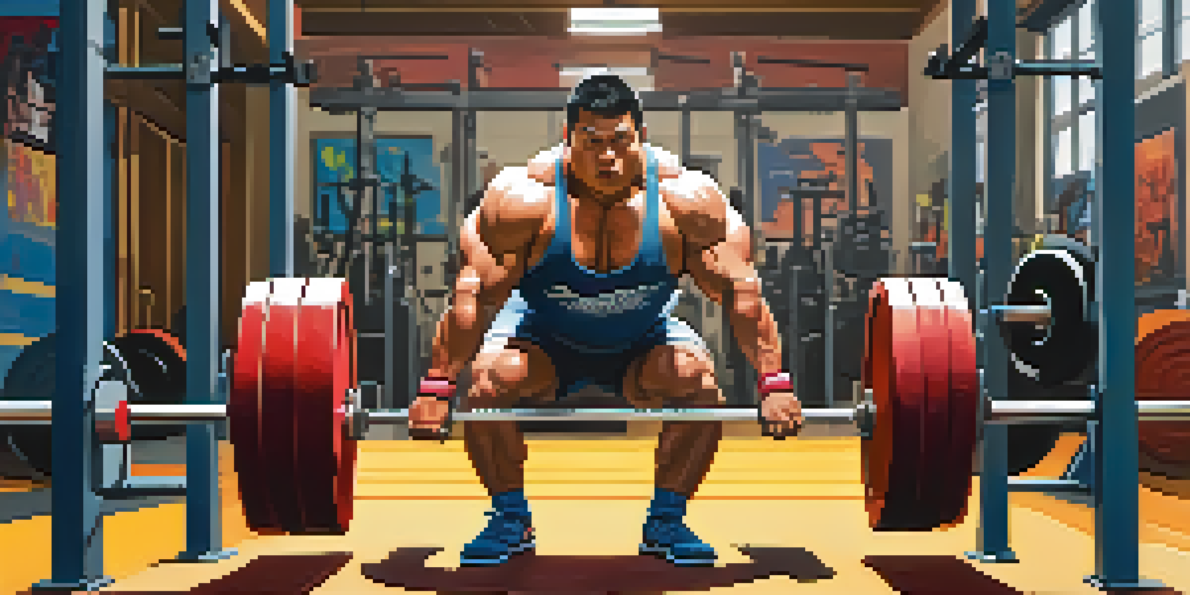 A powerlifter executing a sumo deadlift with proper technique in a bright gym setting, surrounded by fitness equipment.