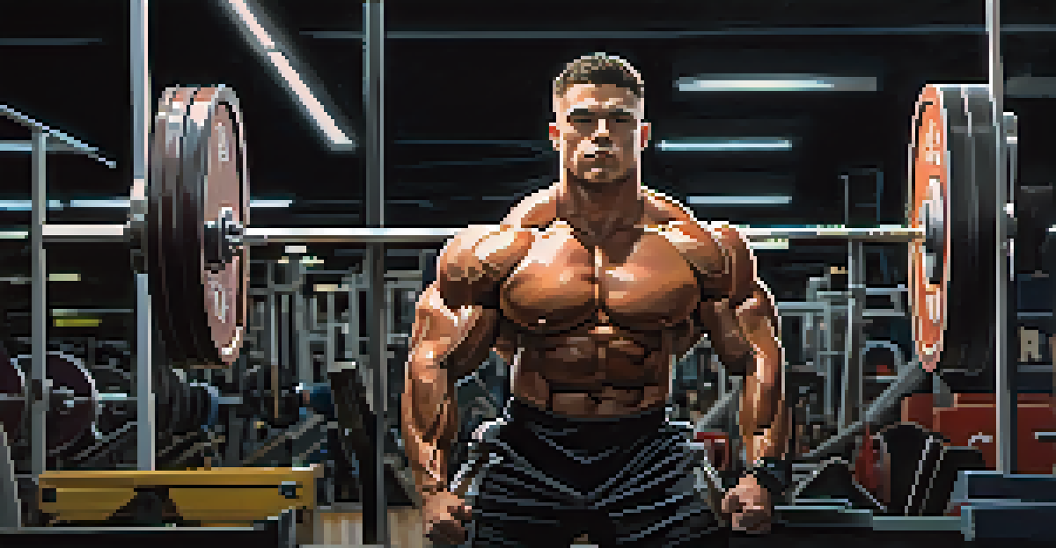 Powerlifter wearing a weightlifting belt during a heavy lift in a gym, with a focus on the belt and a blurred background.