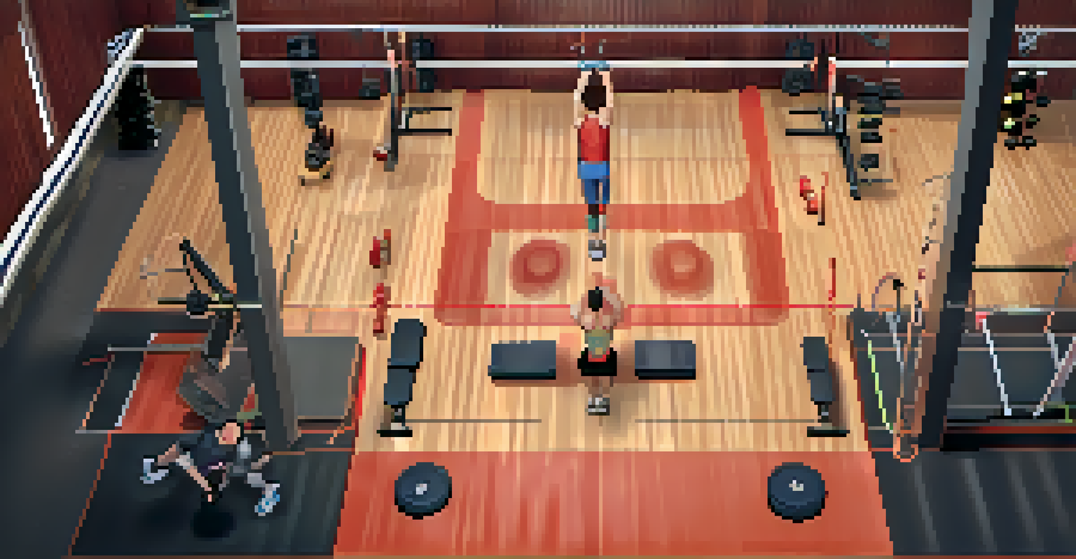 An athlete preparing for a weightlifting session, using a heart rate monitor in a gym environment.