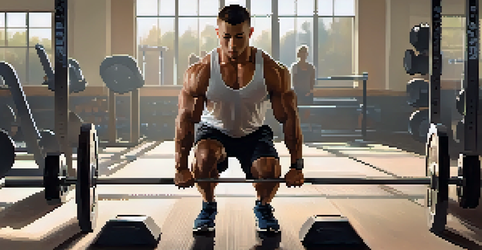 A person lifting weights in a gym, showcasing determination and strength.