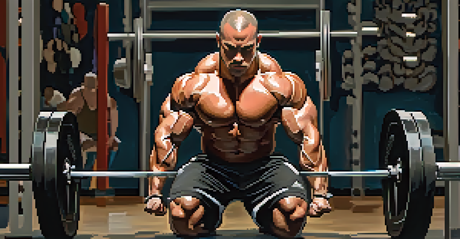 Close-up of a powerlifter in a deep squat position with a barbell, highlighting their flexibility and muscle engagement.