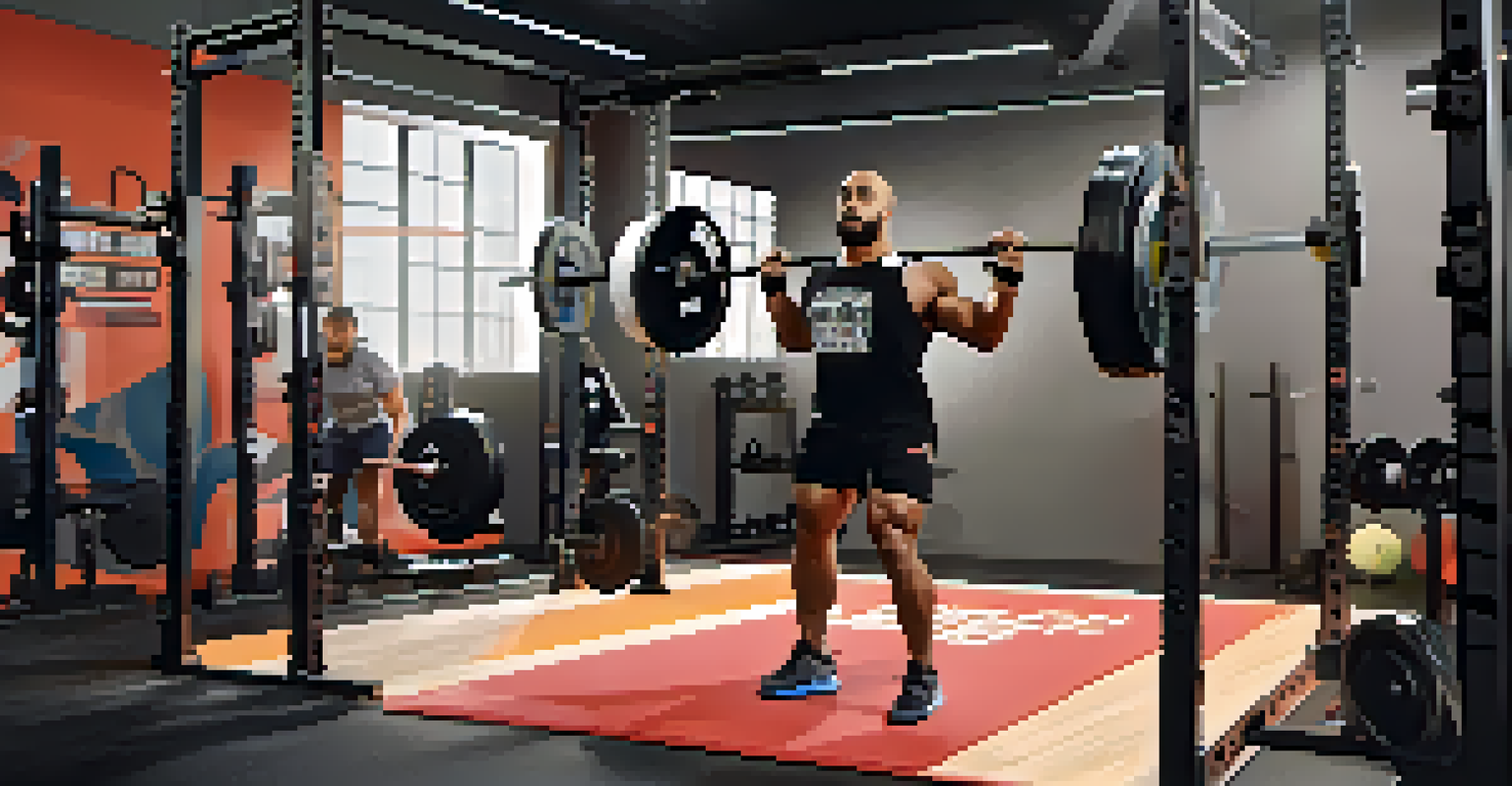 A powerlifting influencer live-streaming their training session, with visible chat comments and bright lighting creating an interactive atmosphere.
