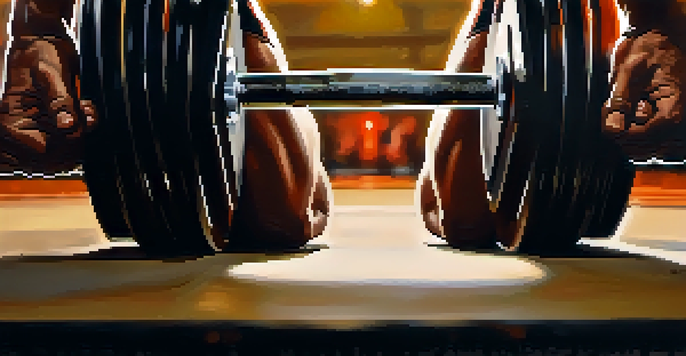 A close-up of a powerlifter's hands gripping a barbell, showcasing calluses and sweat, with gym equipment in the blurred background.