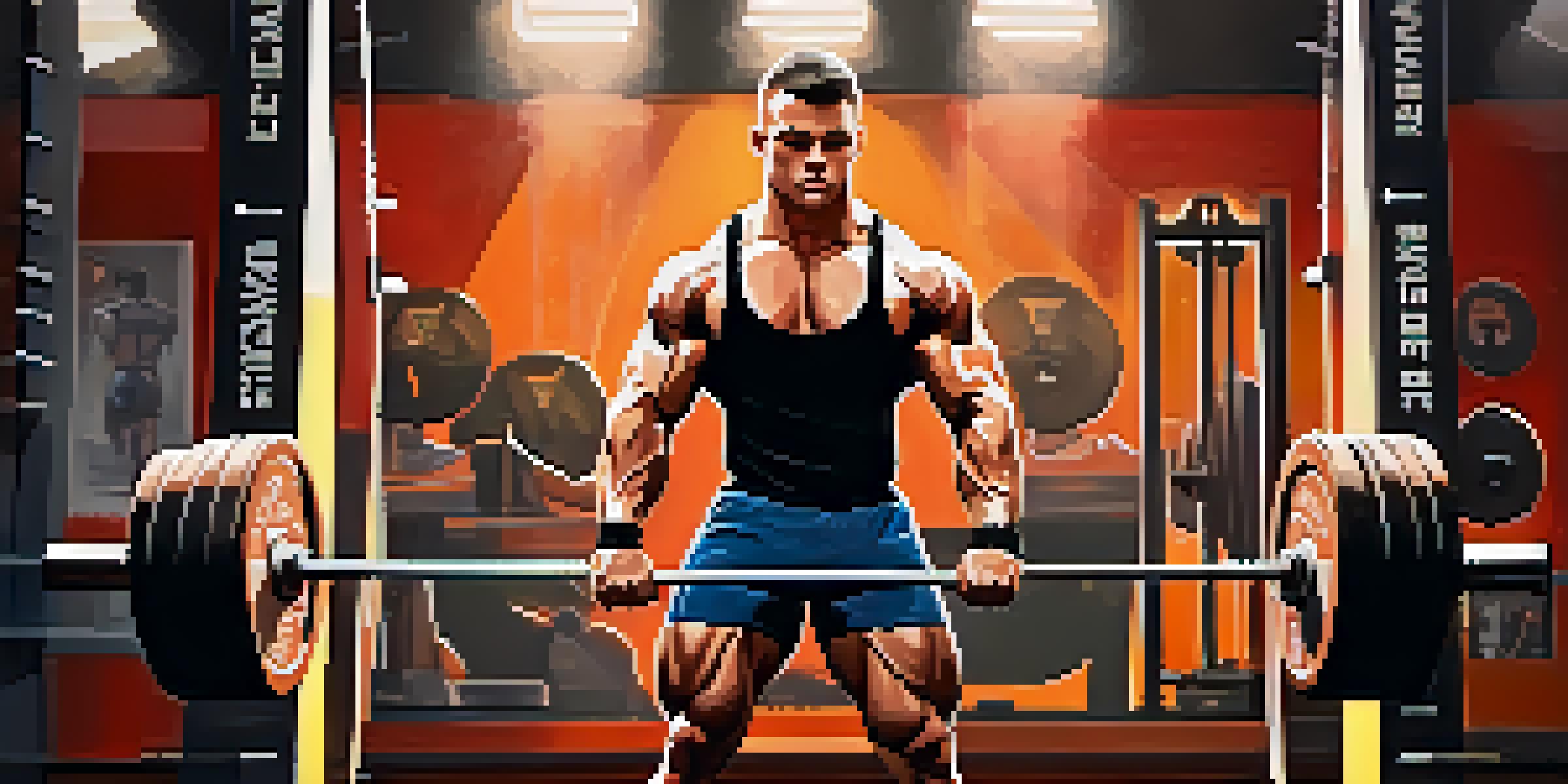 A powerlifter lifting a heavy barbell in a gym, showcasing muscle definition and determination.