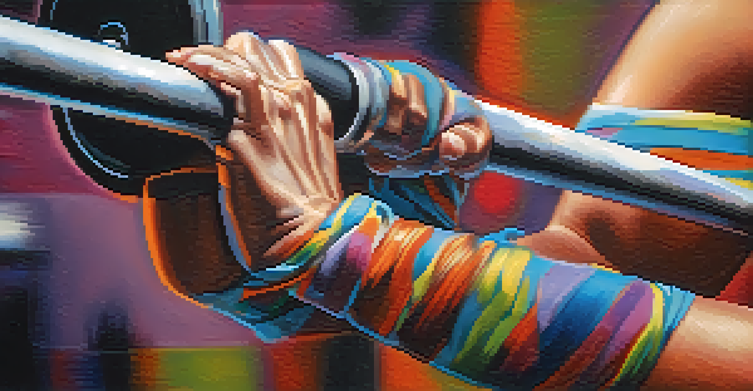 Close-up of a woman's hands gripping a barbell, highlighting strength and determination.