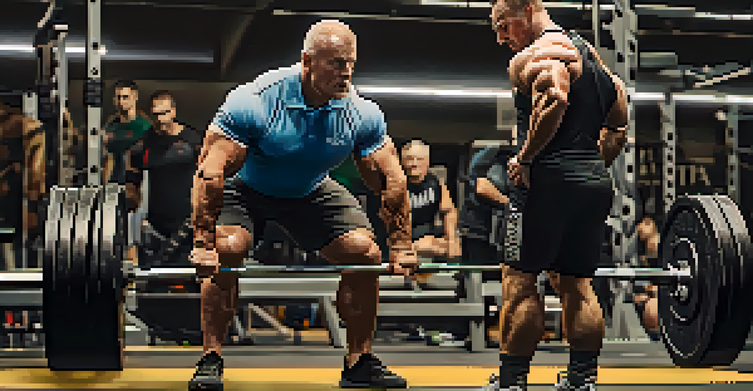 A coach advising a powerlifter on their deadlift form in a gym, emphasizing the importance of technique and feedback.