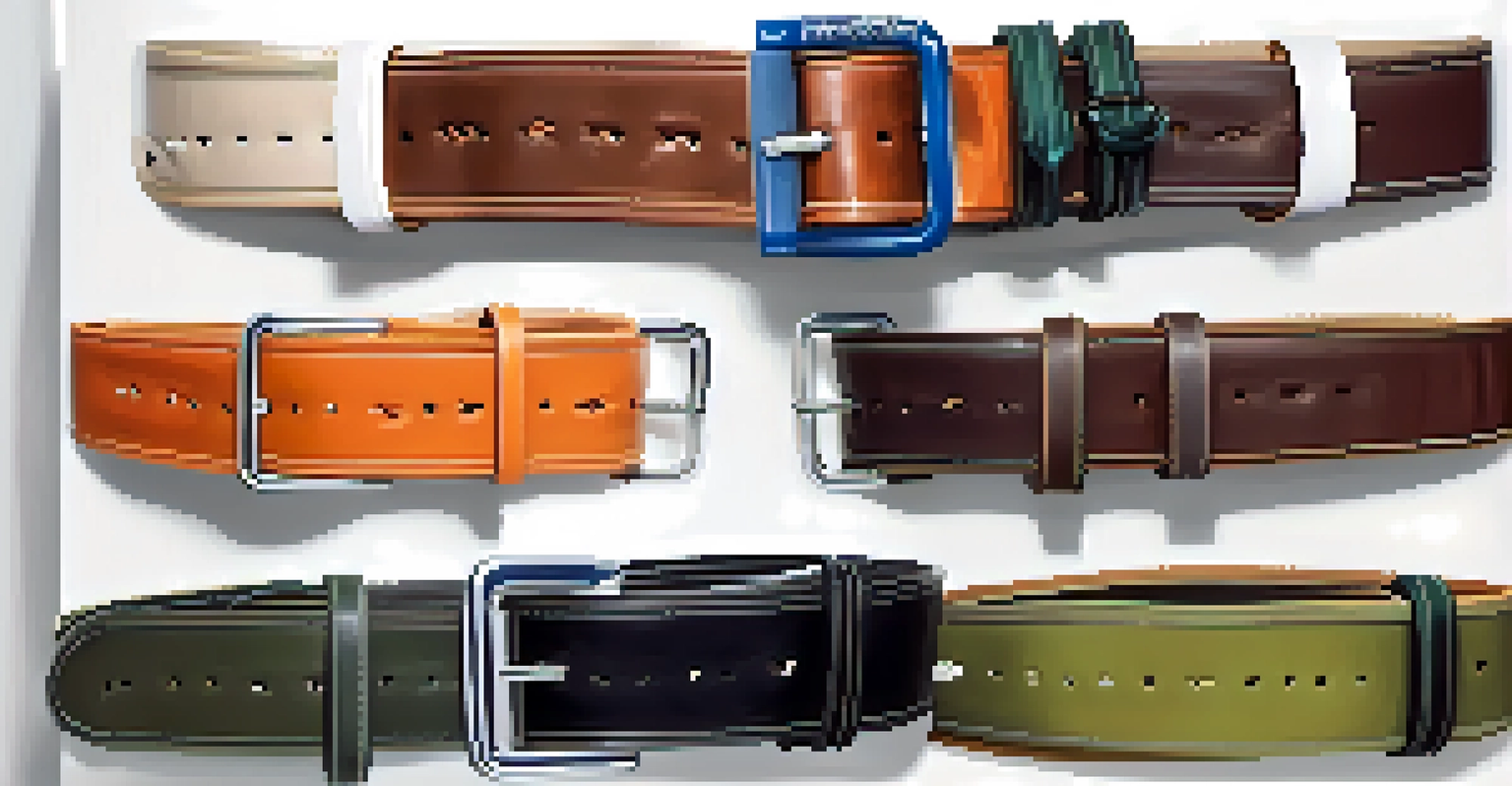 A collection of different types of powerlifting belts made of leather, nylon, and suede displayed on a white surface.