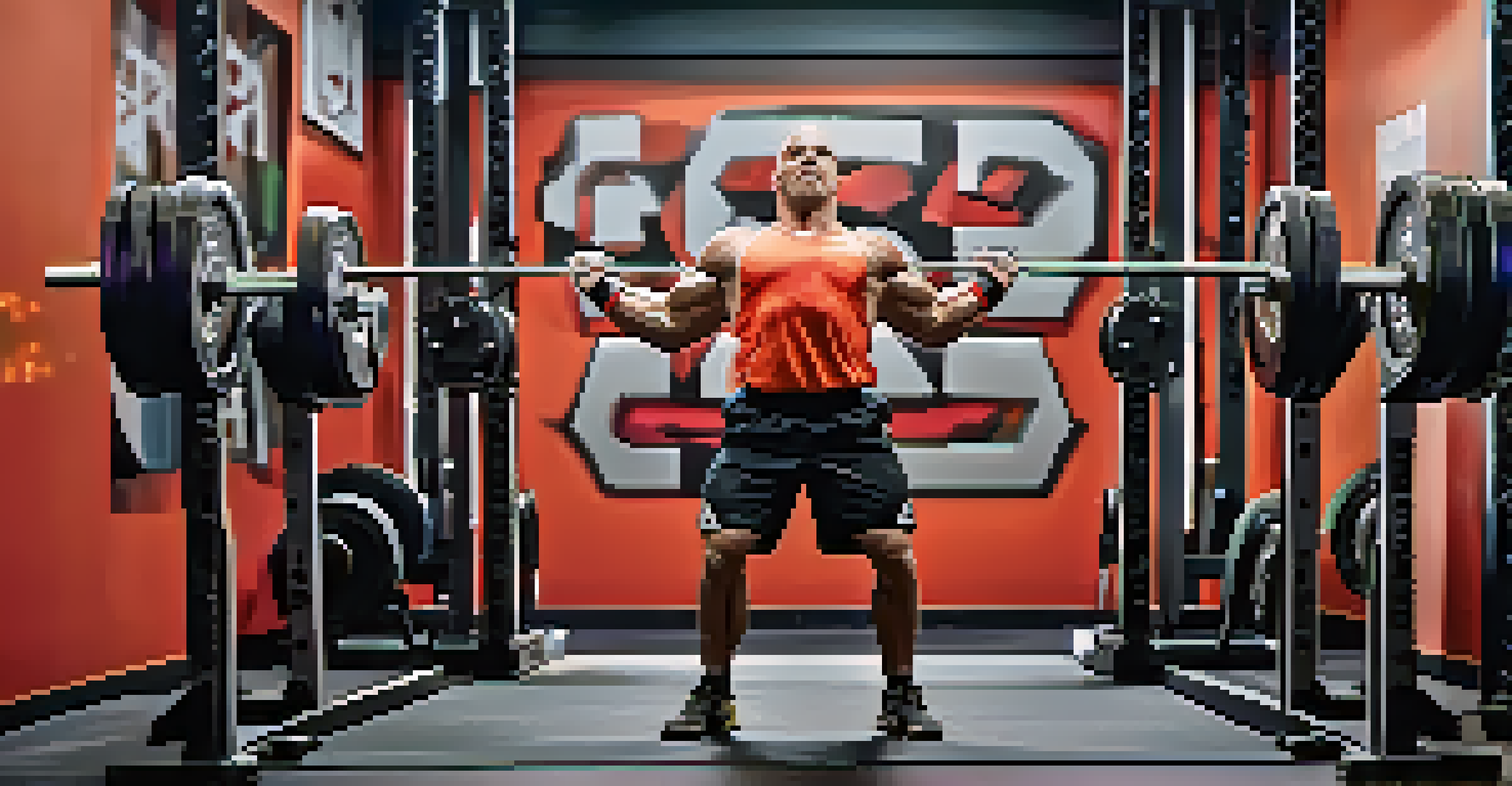 A powerlifting coach performing thoracic spine rotations in a spacious gym, demonstrating effective mobility exercises.