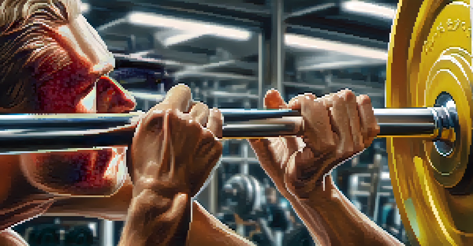 A close-up of hands applying lubricant to a barbell, showing shiny metal and the texture of the lubricant.