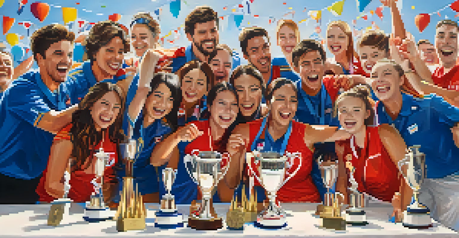 A powerlifting team celebrating their successes after a competition, showcasing joy and camaraderie among team members.