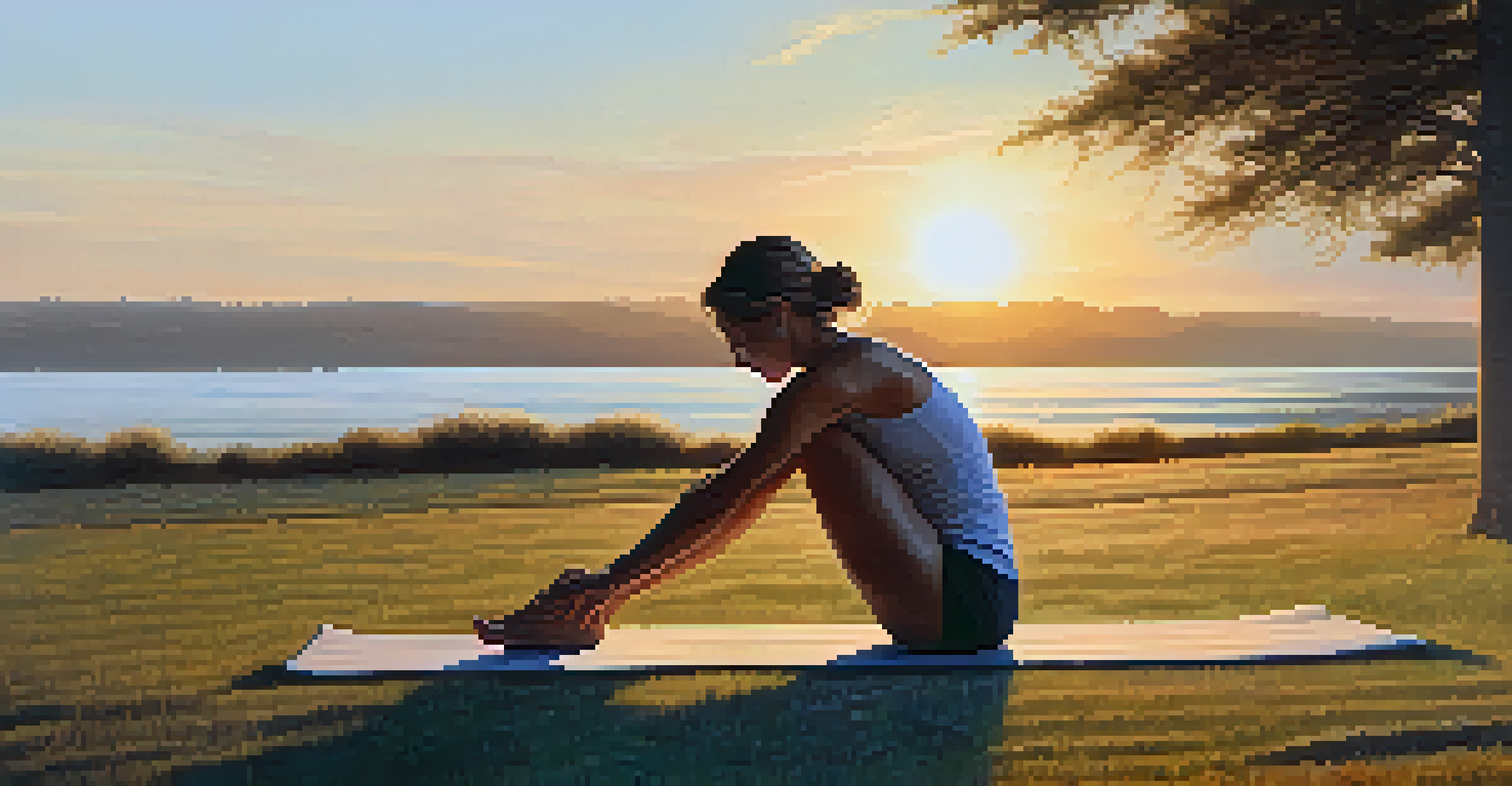 A person in a plank position on a yoga mat outdoors at sunrise, highlighting core strength and engagement.